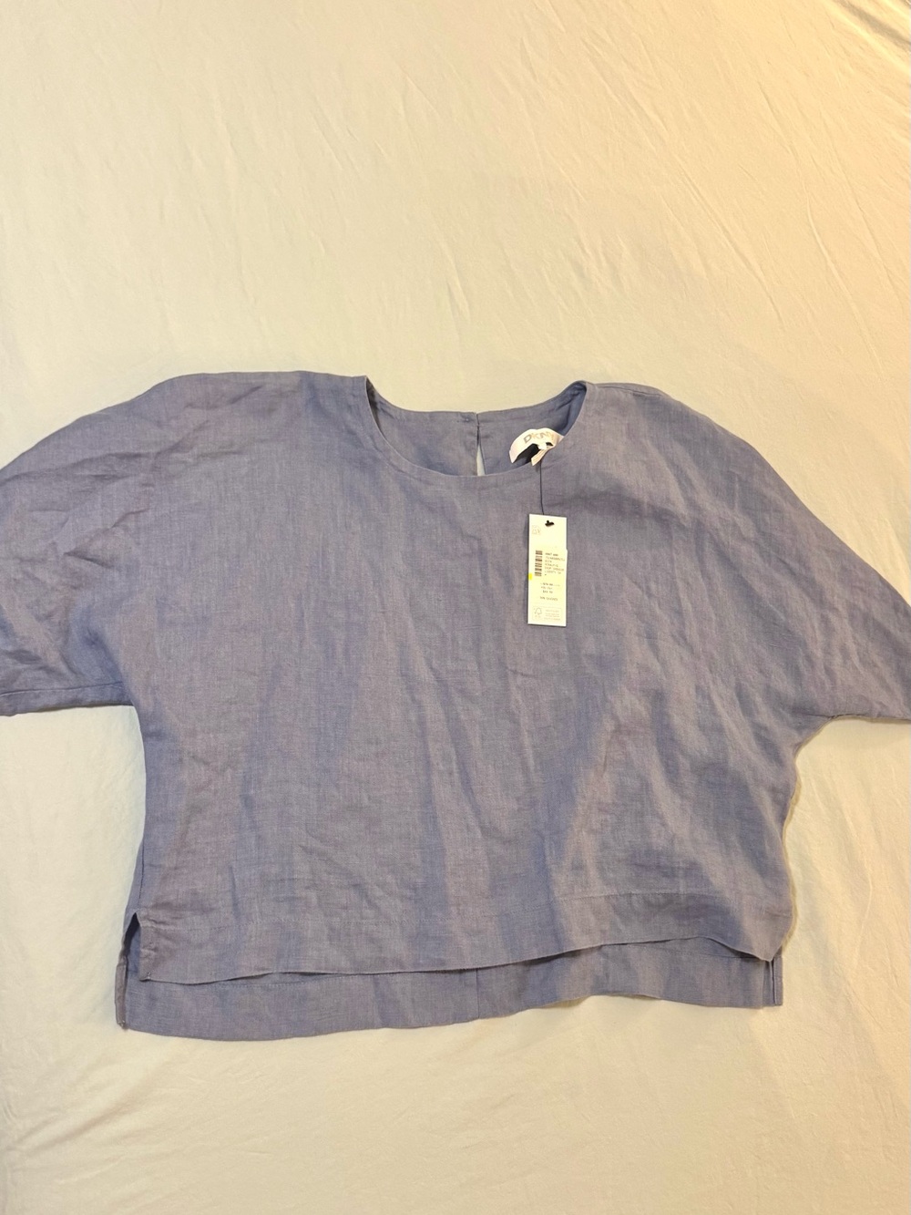 DKNY Pure Linen Boxy Top NWT Periwinkle Blue Size L